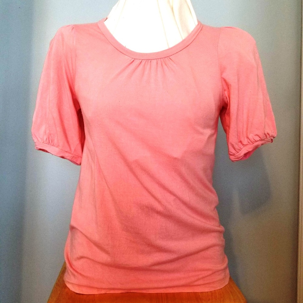 Old Navy pink tee with banded sleeves, medium
